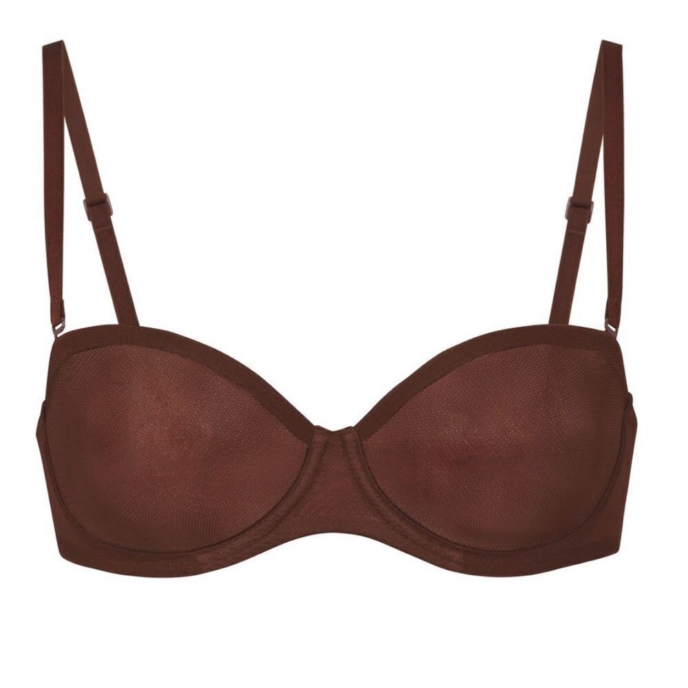SKIMS | NEW Ultrafine Mesh Convertible Bra in Mahogany Women’s Size 30B - Picture 1 of 12